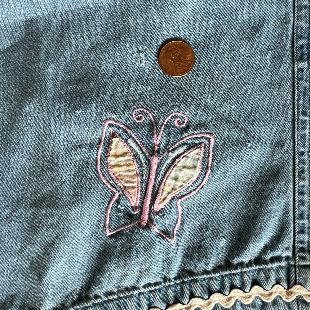 Lee Ms. Lee vintage pull on draw‎ string capri Jeans. Butterfly design size L - Picture 10 of 11